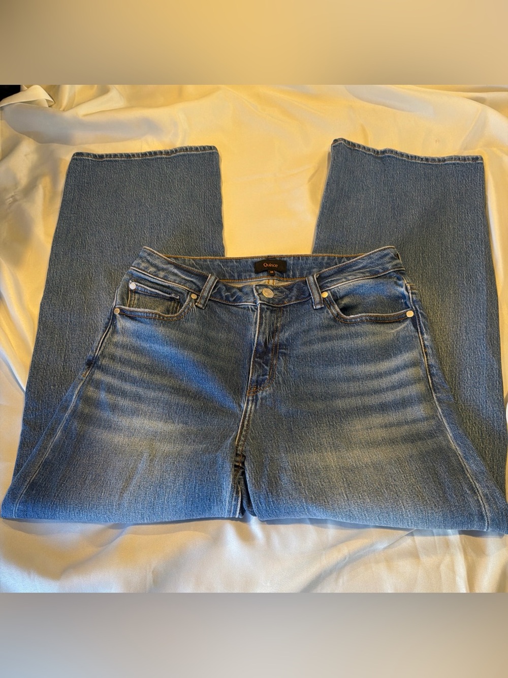 Quince Bella Stretch Relaxed Straight Jeans Atlantic Blue 29